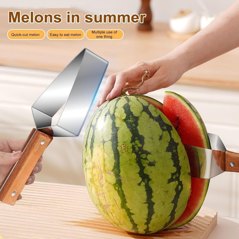 Maliben | Tri-Blade Watermelon Slicer With Wood Handle