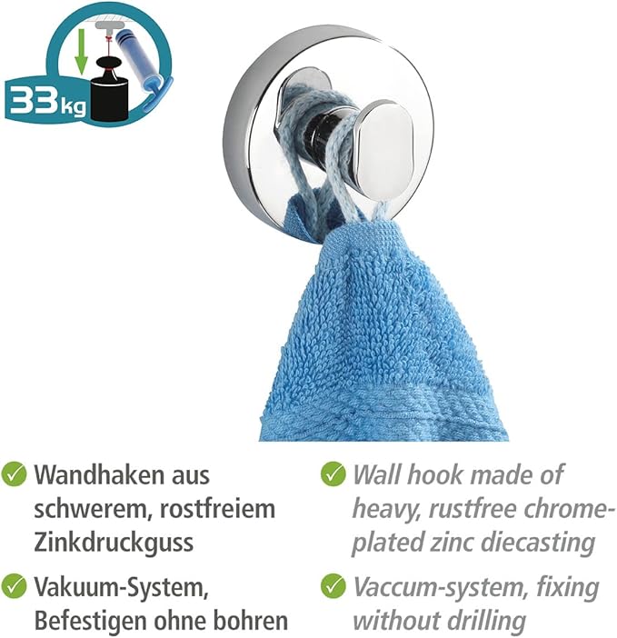 Maliben | Vacuum-Loc Wall Hooks Duo Capri – Drill-Free & Strong Wall Mounting For Bathroom & Kitchen