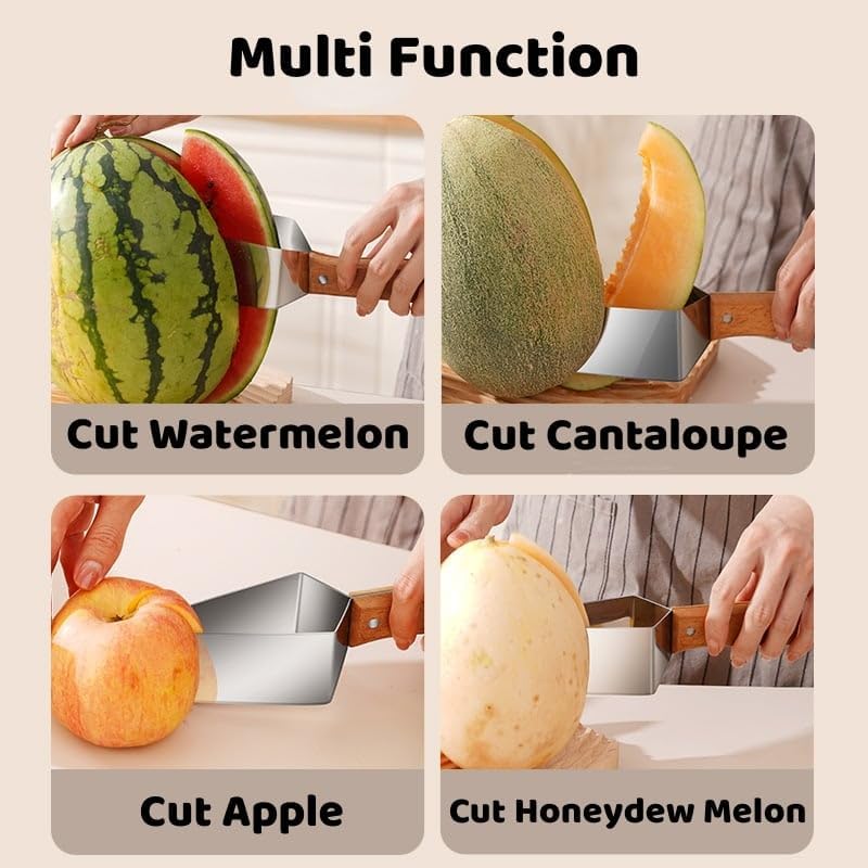 Maliben | Tri-Blade Watermelon Slicer With Wood Handle