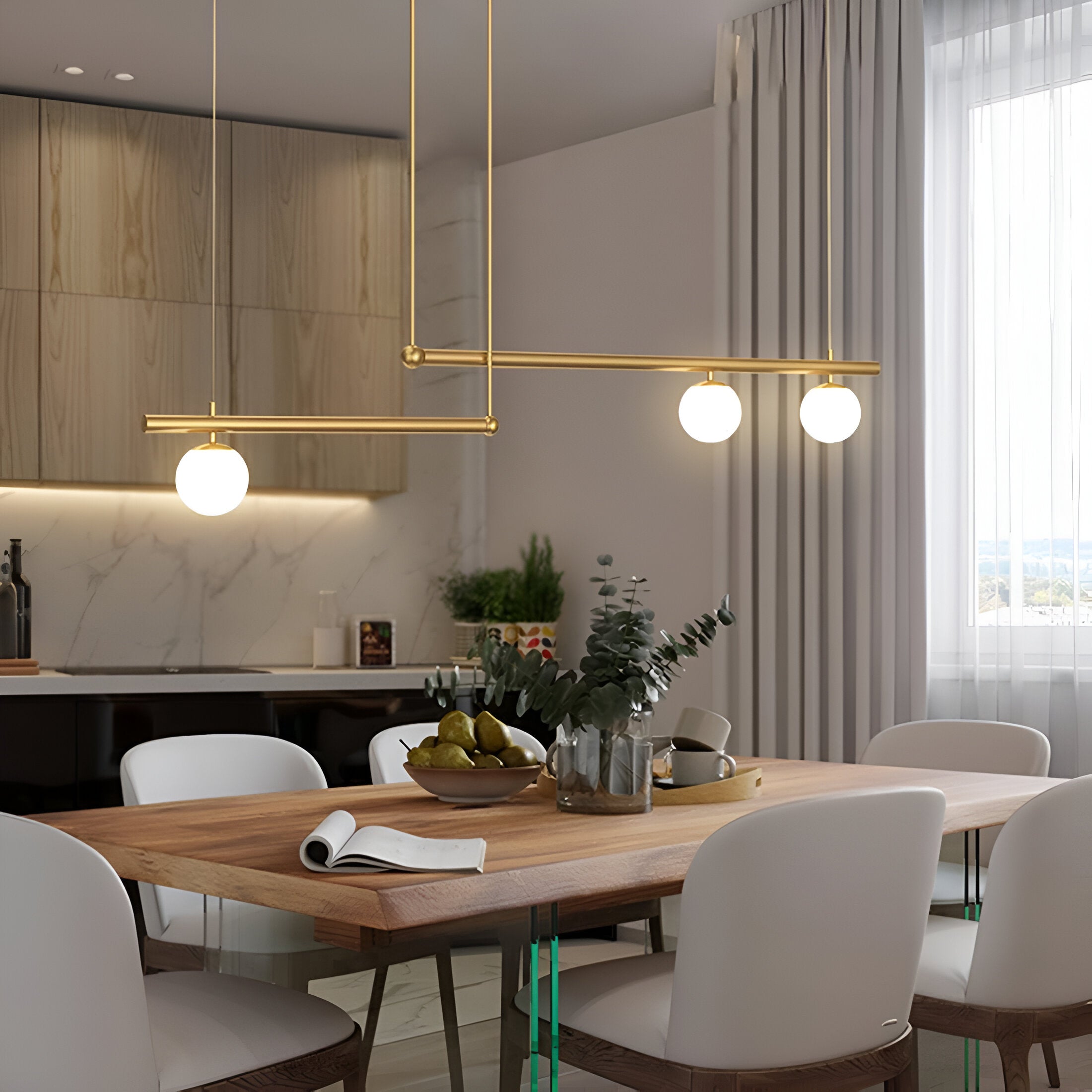 Maliben | Nordic Glass Linear Luxury Pendant Lamp