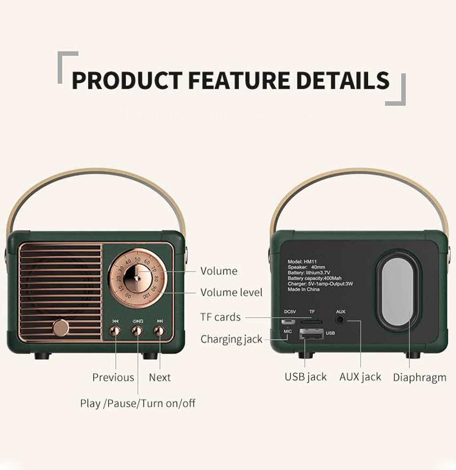 Maliben Retro Bluetooth Speaker