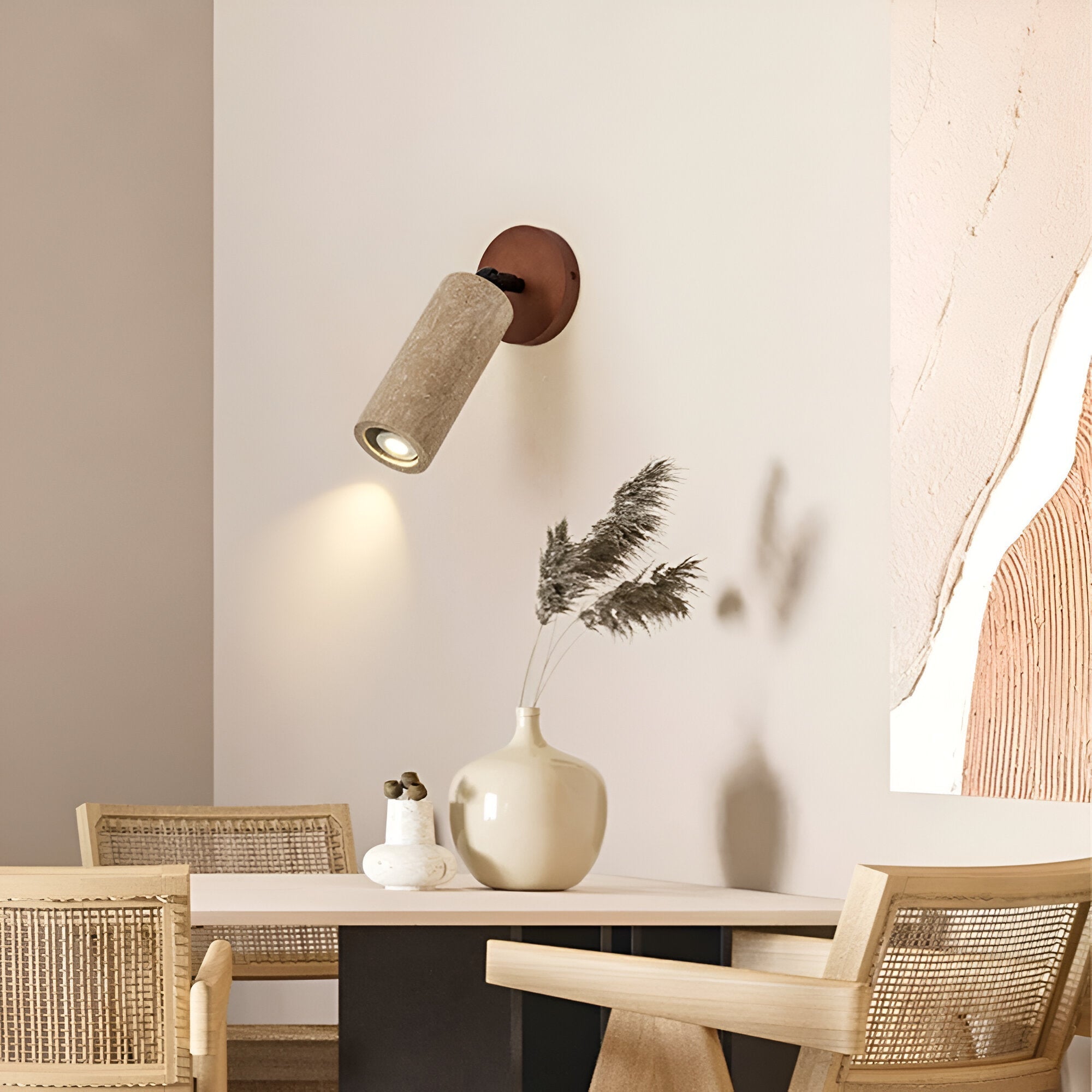 Maliben | Adjustable Travertine Wood Led Wall Lamp And Ceiling Lamp