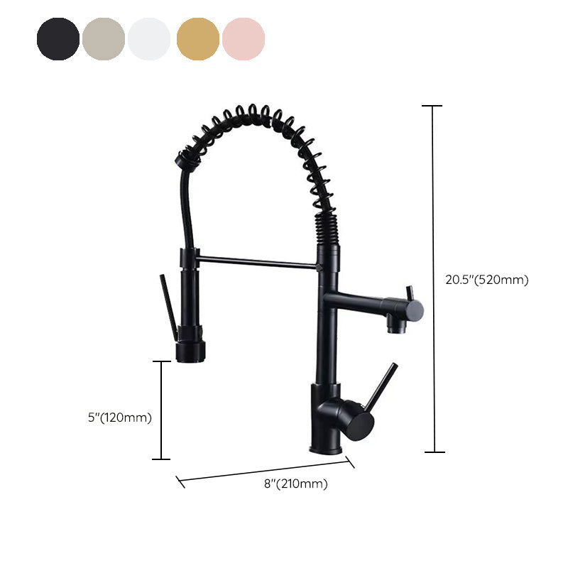 Maliben | Glam Basin Faucet Brass Lever Handles Spring Neck Three-Function Bathroom Sink Tap