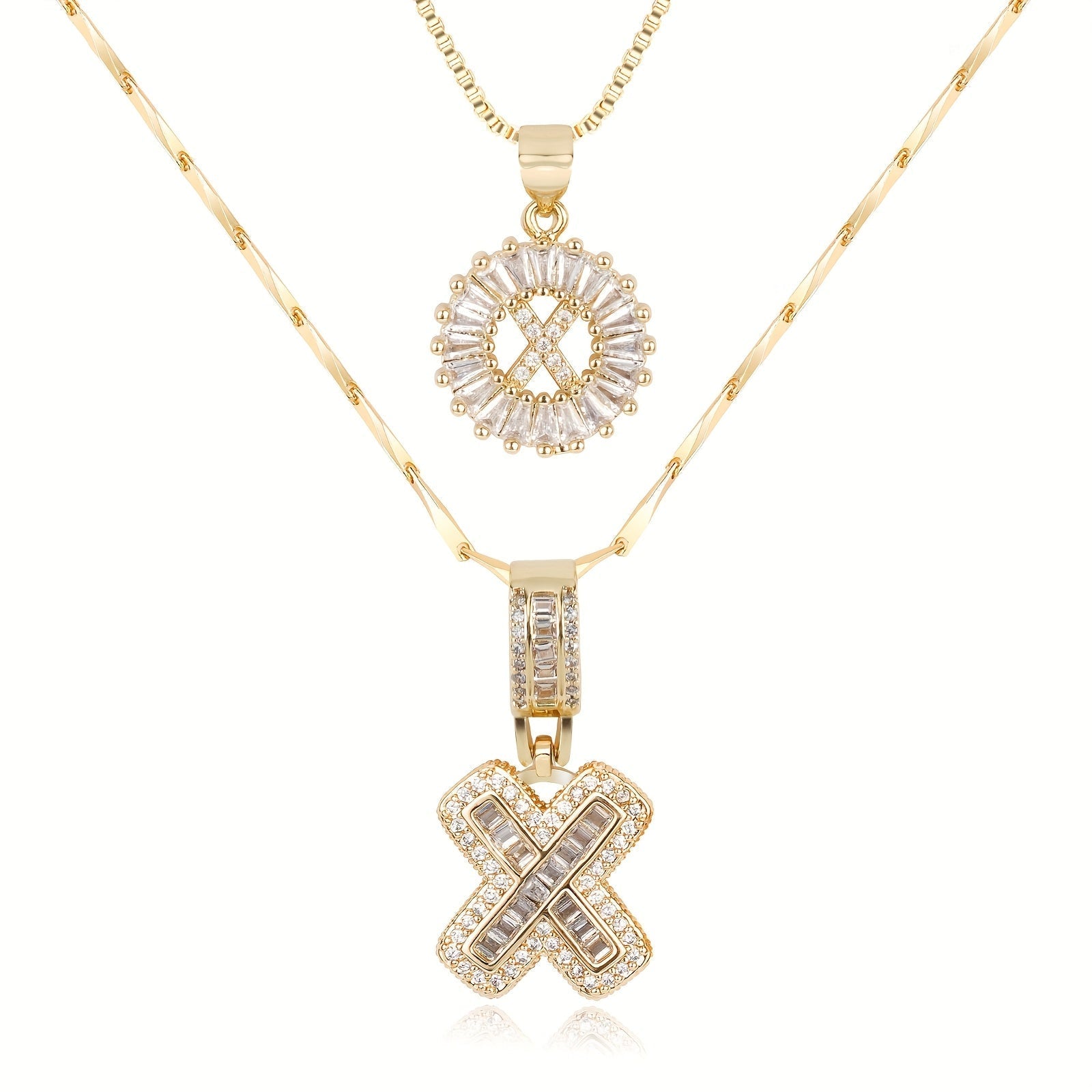 Maliben | 2pc 14k Diamond Letter Initial Necklaces