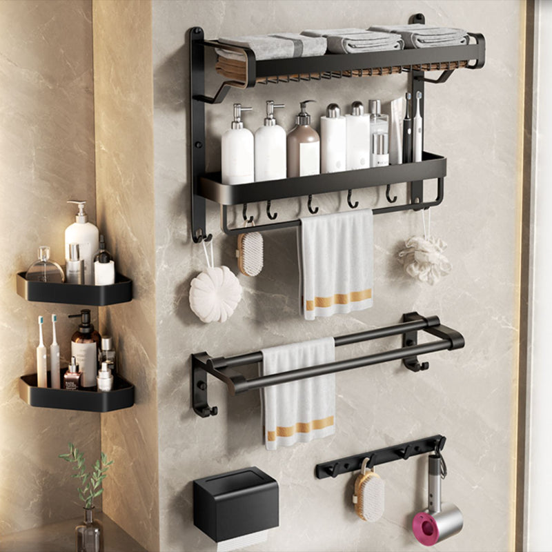 Maliben | Modern Bathroom Set Matte Black Bathroom Shelf Towel Holder Bathroom Accessories Set