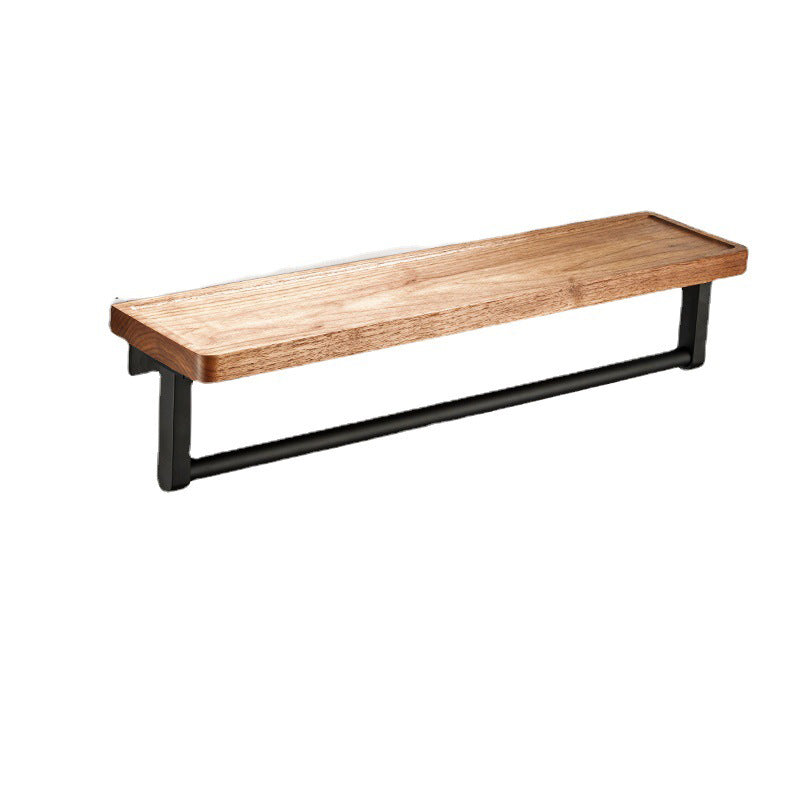 Maliben | Wood And Aluminum Bath Accessory Set Black Bathroom Accessory Kit