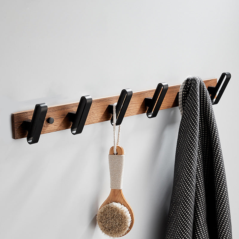 Maliben | Wood And Aluminum Bath Accessory Set Black Bathroom Accessory Kit