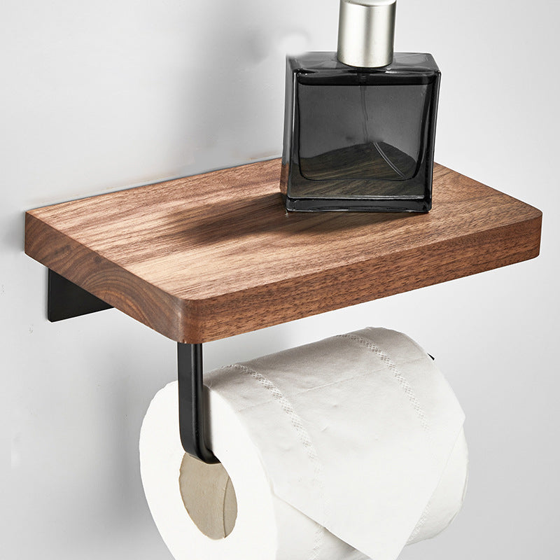 Maliben | Wood And Aluminum Bath Accessory Set Black Bathroom Accessory Kit