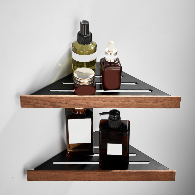 Maliben | Wood And Aluminum Bath Accessory Set Black Bathroom Accessory Kit