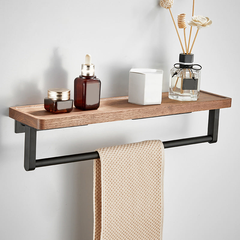 Maliben | Wood And Aluminum Bath Accessory Set Black Bathroom Accessory Kit