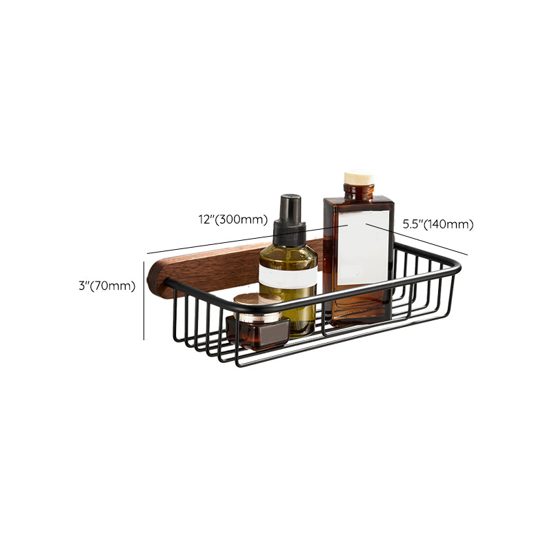 Maliben | Wood And Aluminum Bath Accessory Set Black Bathroom Accessory Kit