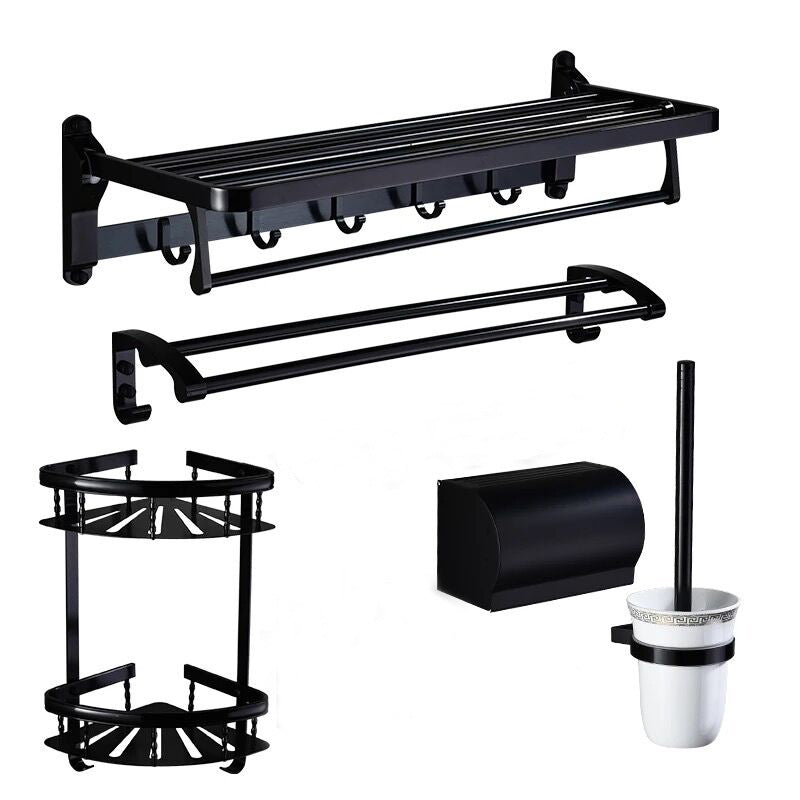 Maliben | Modern 5/6-Piece Bathroom Accessory Set With Bathroom Shelf/Robe Hooks/Towel Bar