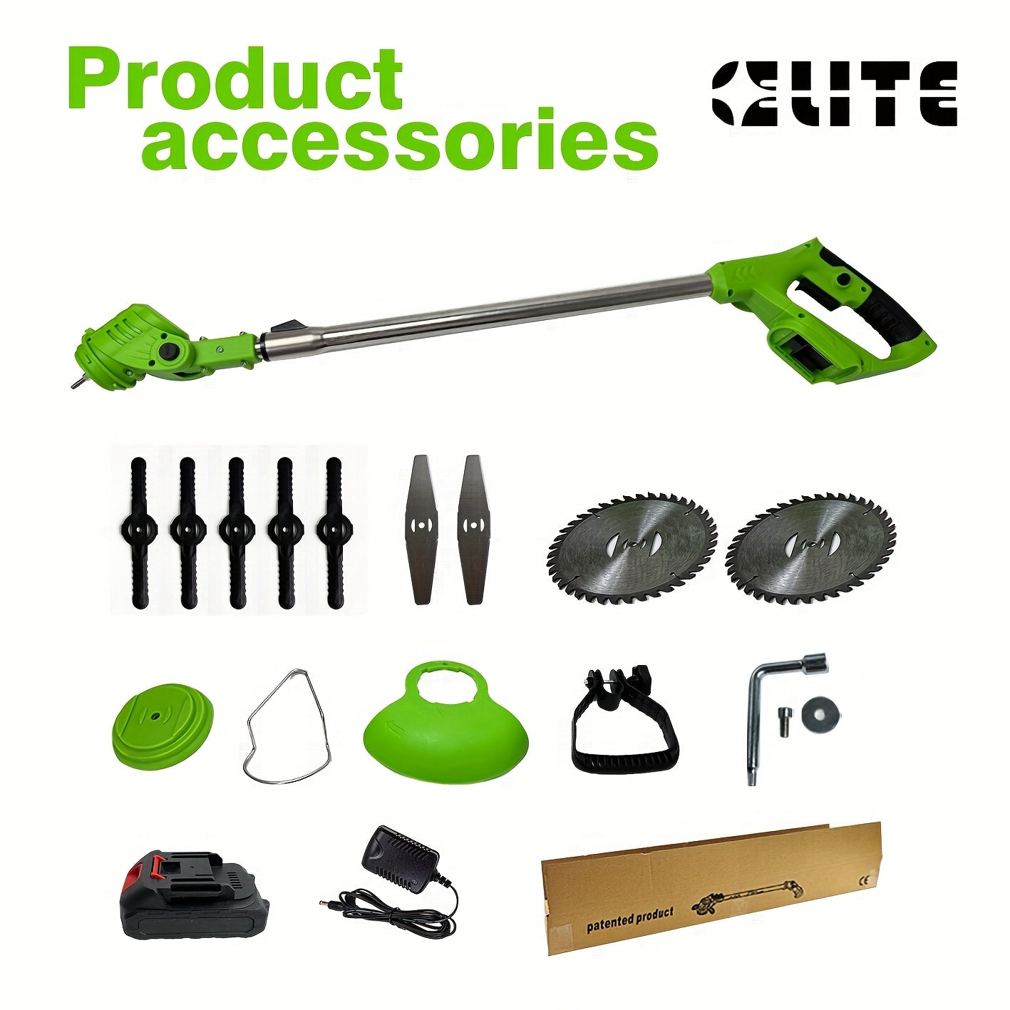 Maliben | Battery Lawn Trimmer Grünkraft | Cordless & Adjustable | Multiple Blade Attachments | Lightweight & Portable