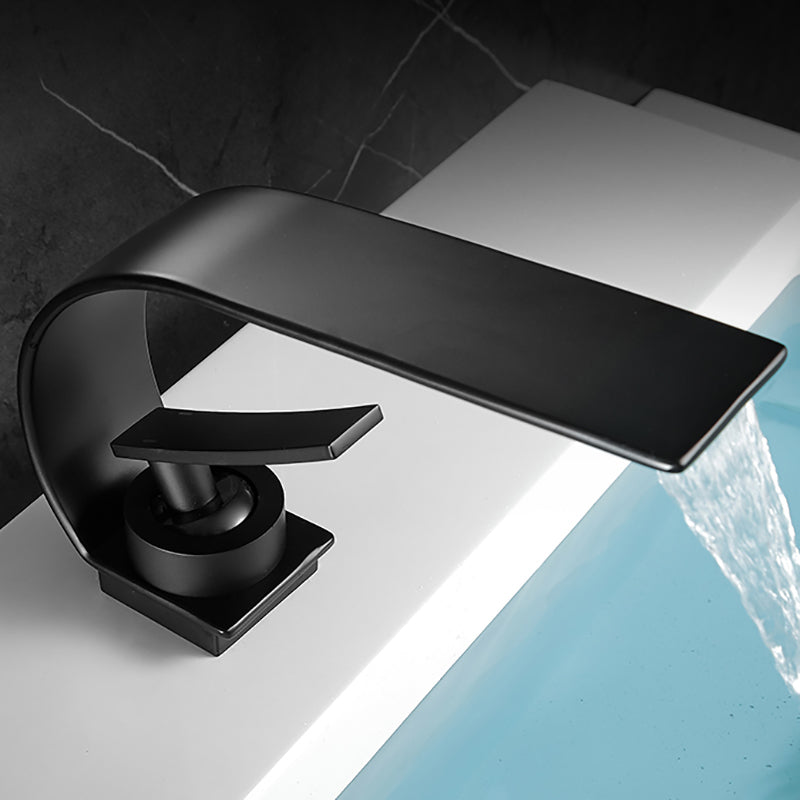Maliben | Waterfall Spout Widespread Sink Faucet Modern Metal Widespread Sink Faucet