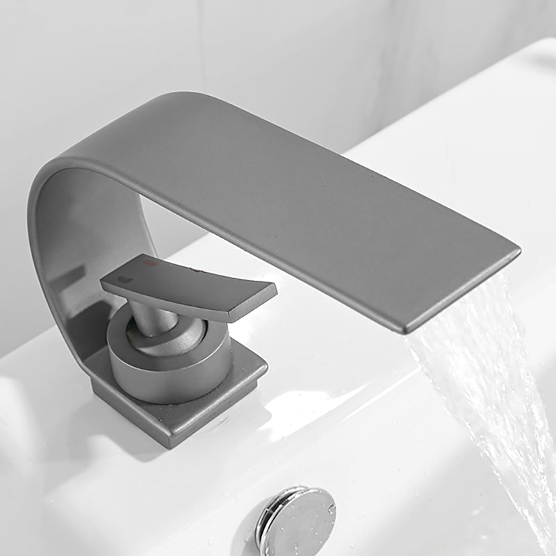 Maliben | Waterfall Spout Widespread Sink Faucet Modern Metal Widespread Sink Faucet