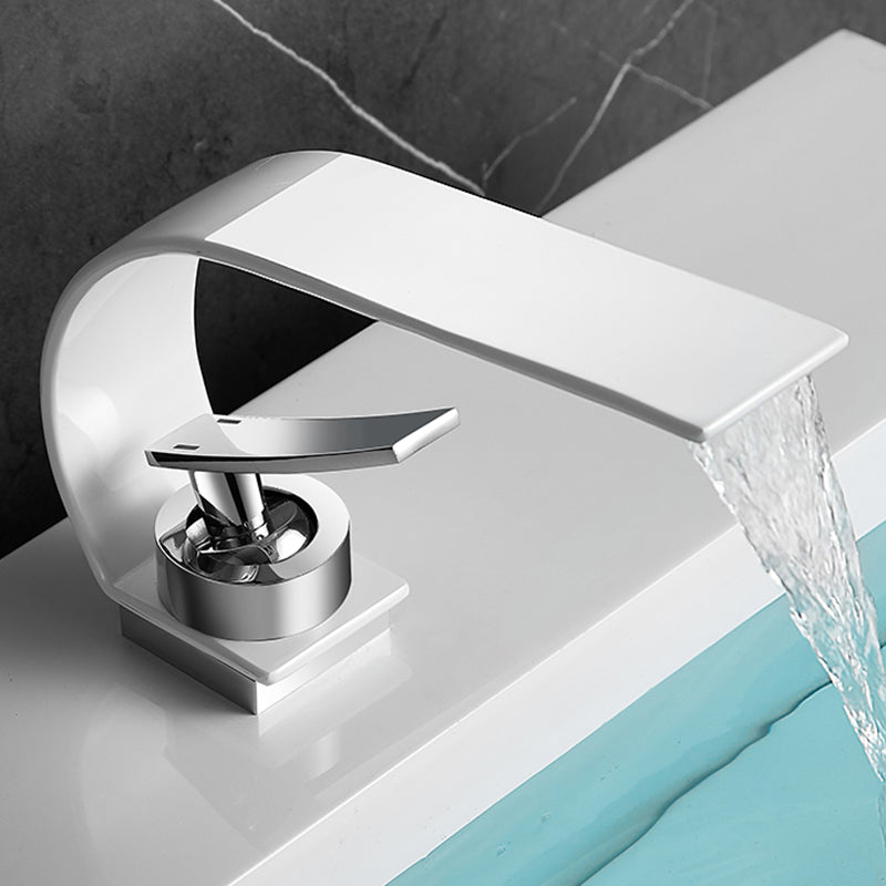 Maliben | Waterfall Spout Widespread Sink Faucet Modern Metal Widespread Sink Faucet