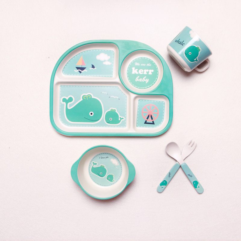 Maliben | Baby Dish Set With Cloud Design – Plate, Bowl, Cup & Cutlery For Children