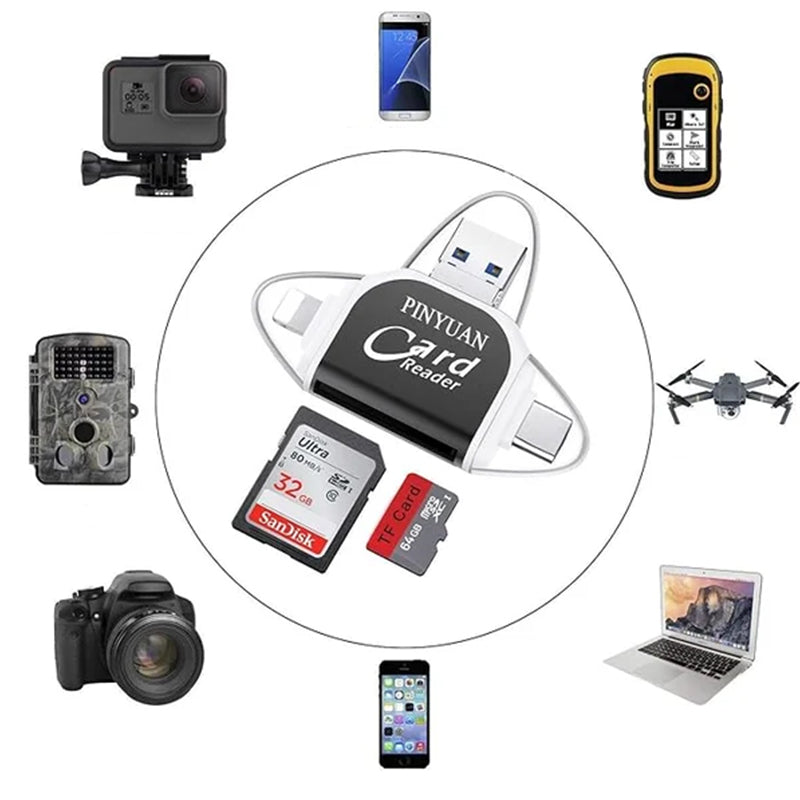 Maliben | 4-In-1 Universal Sd Tf Card Reader With Multiple Connections