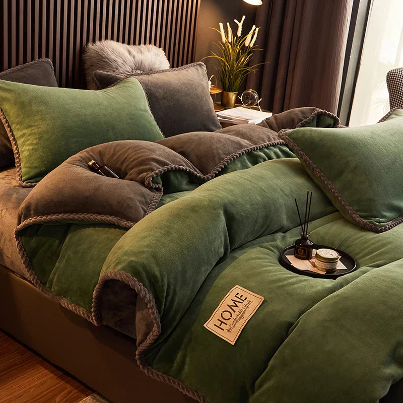 Maliben | Luxury Velvet Fleece Duvet Cover Set - Plushhaven