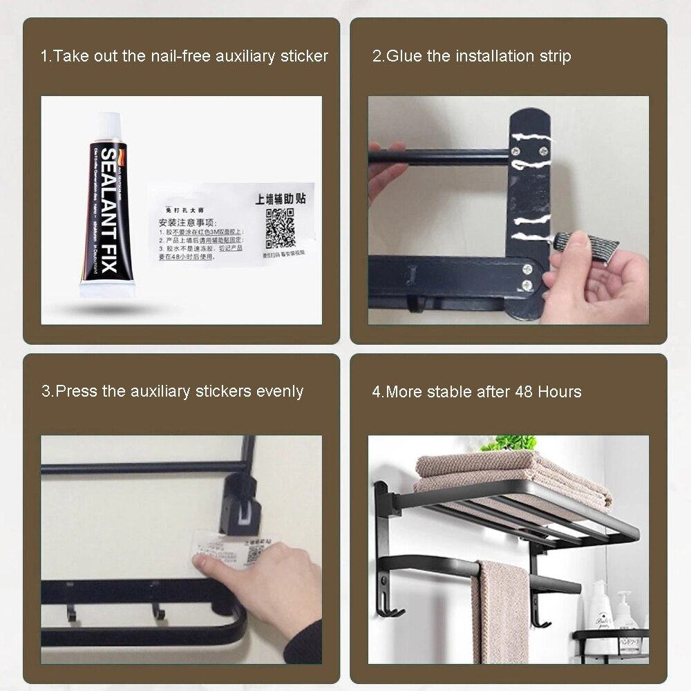 Maliben | Easy Organizer Bathroom Aluminum Foldable Towel Rack