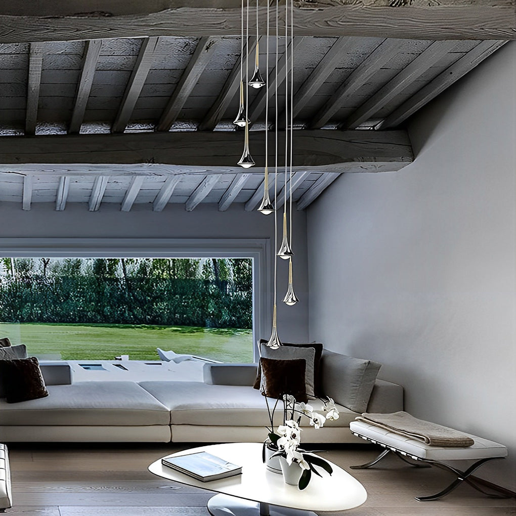 Maliben | Lumidrop Nordic Design Pendant Light | Drop Shape | Elegant Led Light For Dining Room & Living Room | In Black, Gold & Chrome