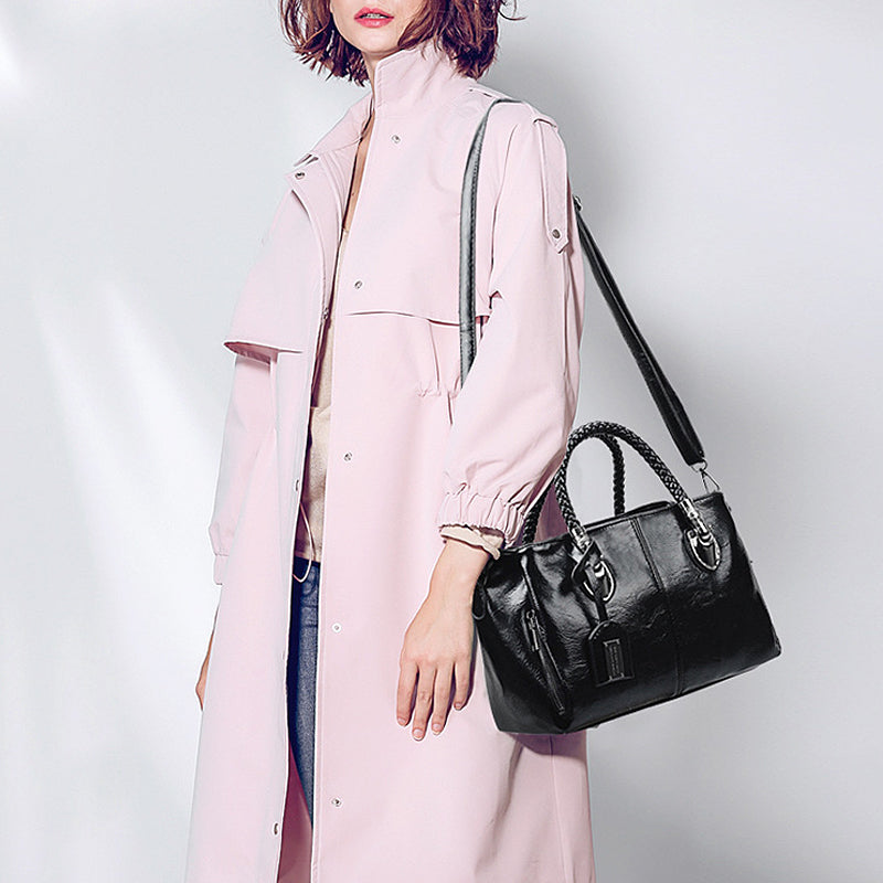 Maliben | New HandBags Made Of Oil Wax Leather Boston, Large Tote bag Made Of Soft Leather