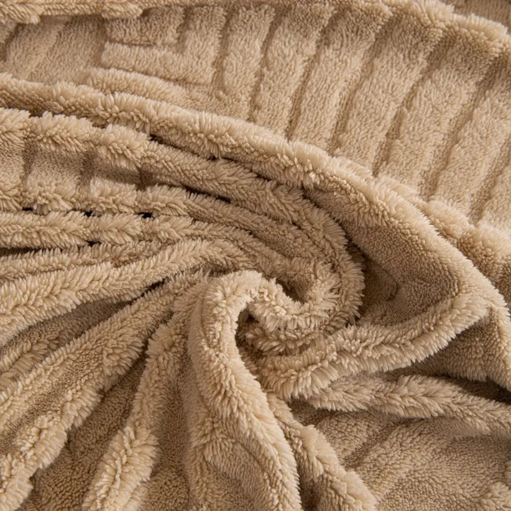 Maliben | Herringbone Leaf Design Fleece Sofa Cover