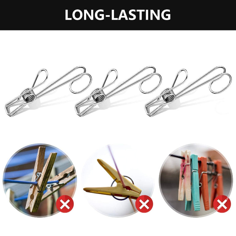 Maliben | Stainless Steel Metal Long Tail Clip (6 Pcs/Set)