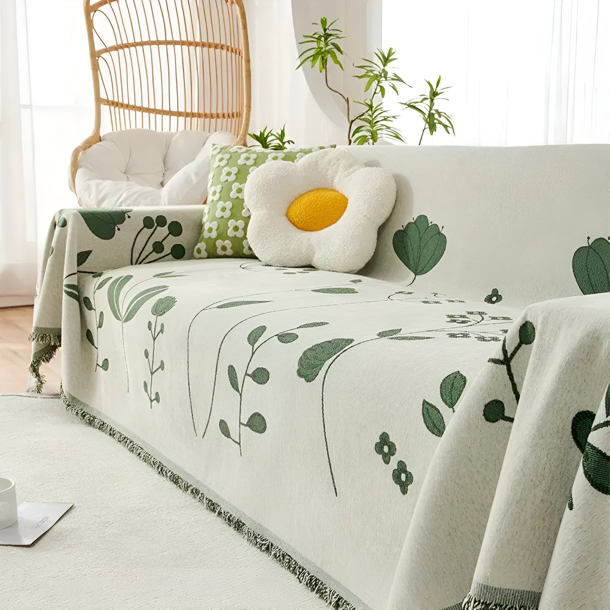 Maliben | Modern Bloom Reversible Sofa Cover