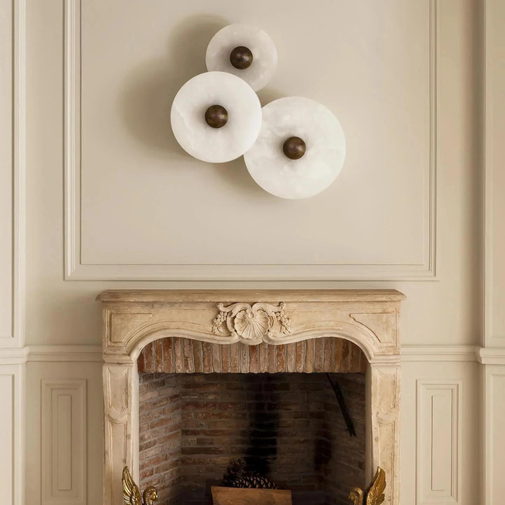 Maliben | Aurora D'or - Round Alabaster/Aluminum Wall Lamp