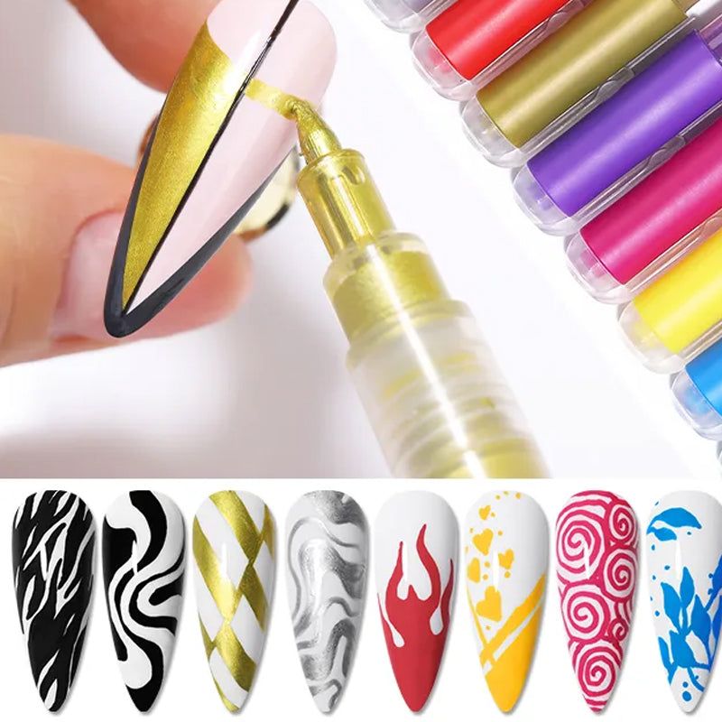 Maliben | 12-Color Ultra-Thin Curved Nail Pencil