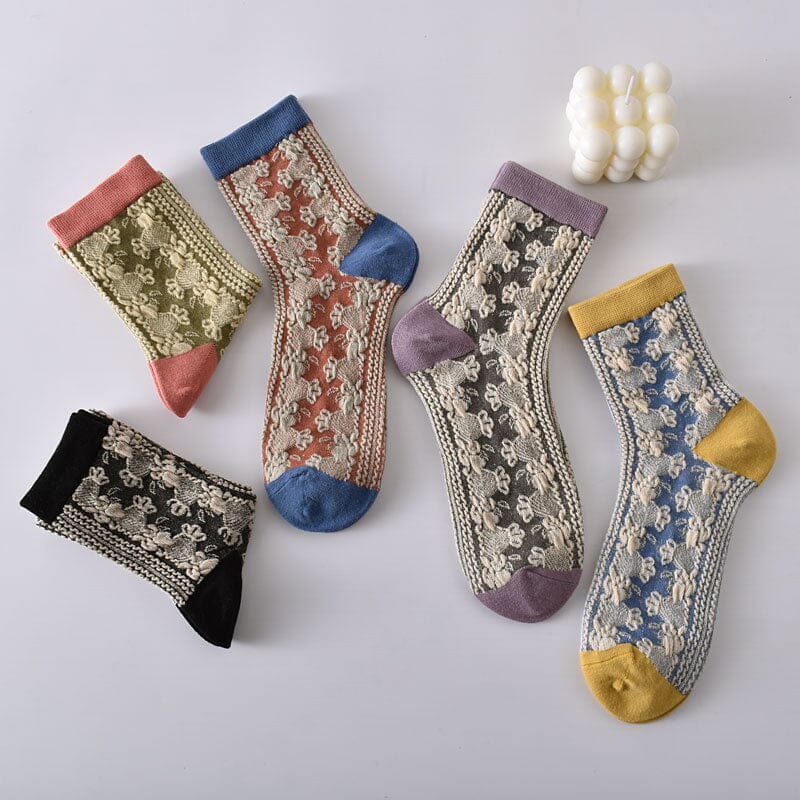 Maliben | Women's Floral Cotton Socks (10 Pairs)