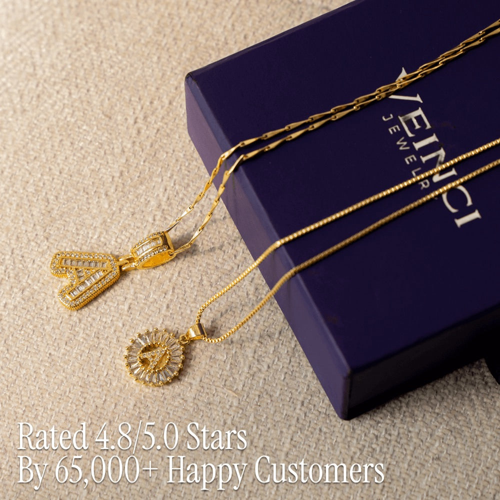 Maliben | 2pc 14k Diamond Letter Initial Necklaces