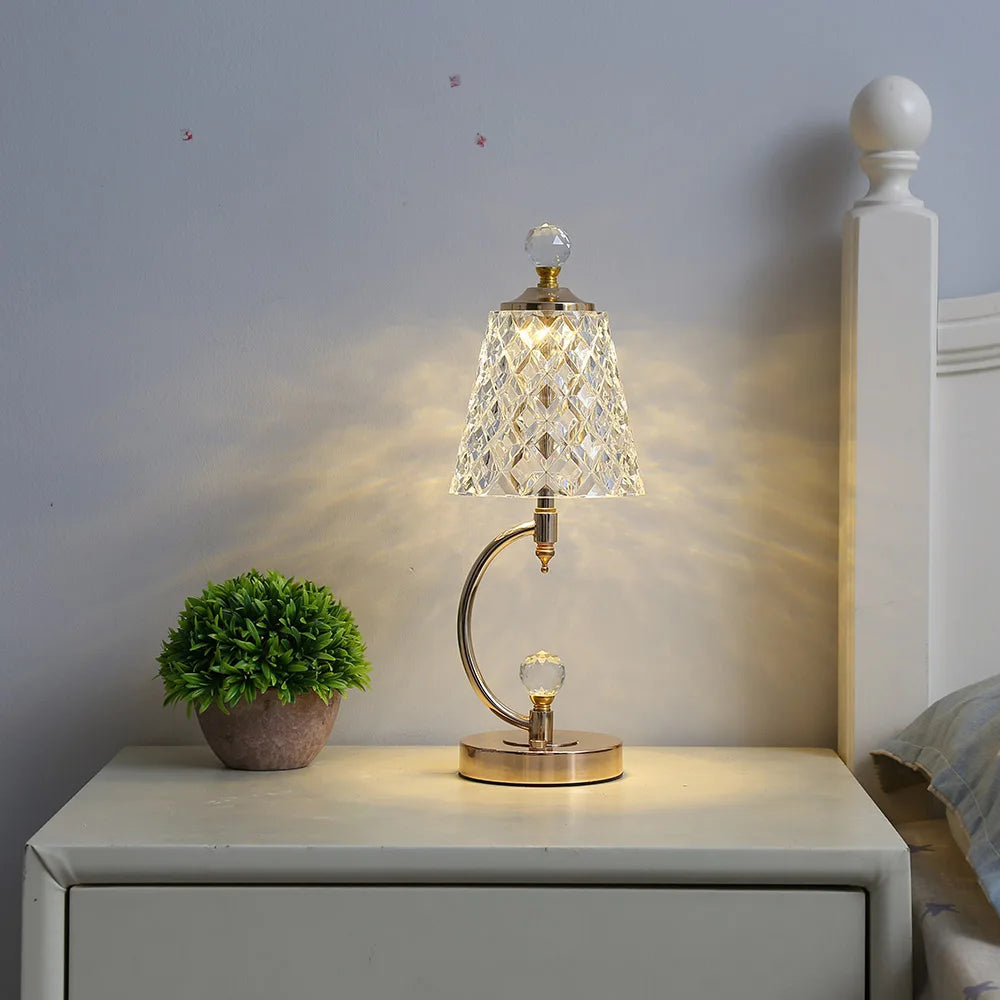 MAliben | Vintage Crystal Table Lamp - Elegant Vintage Crystal Table Lamp For a Charming Atmosphere