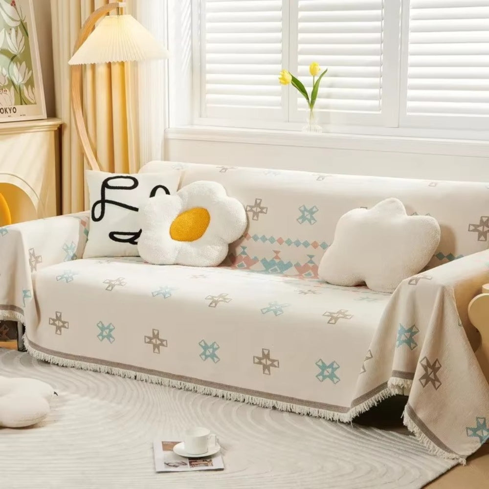Maliben | Meringue Chenille Geometry Sofa Cover