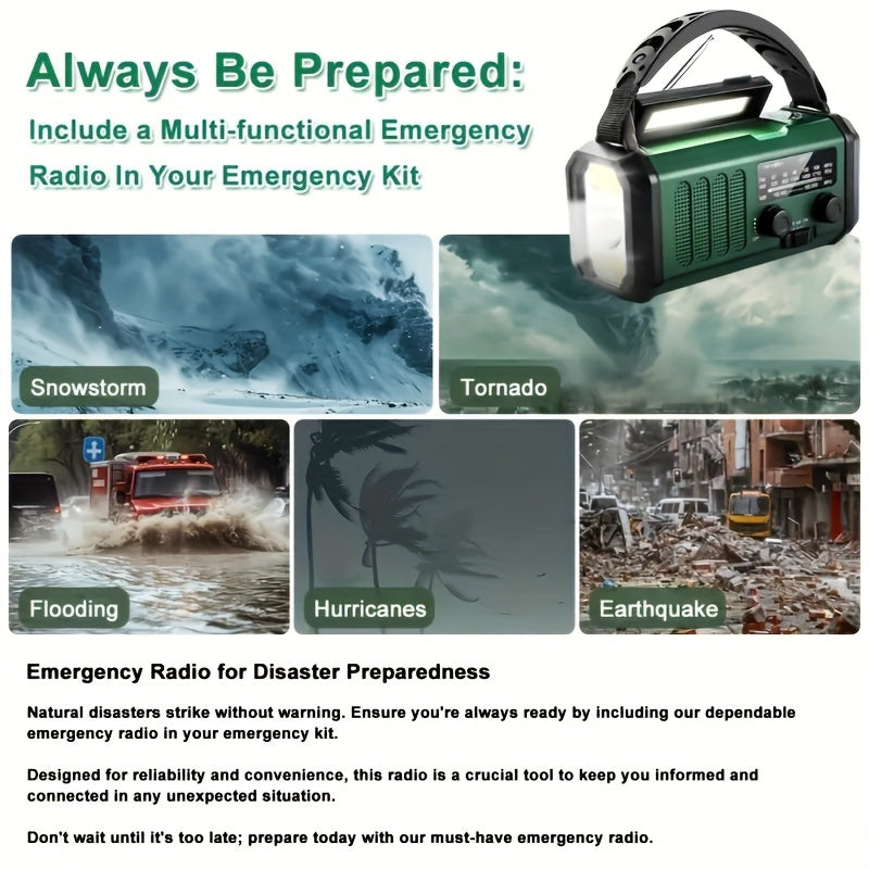 Maliben | Stormmate X10 Emergency Radio With 10,000 Mah Power Bank | Solar, Crank & Usb-C | Led Light, Sos Alarm & Compass | Am/Fm/Noaa