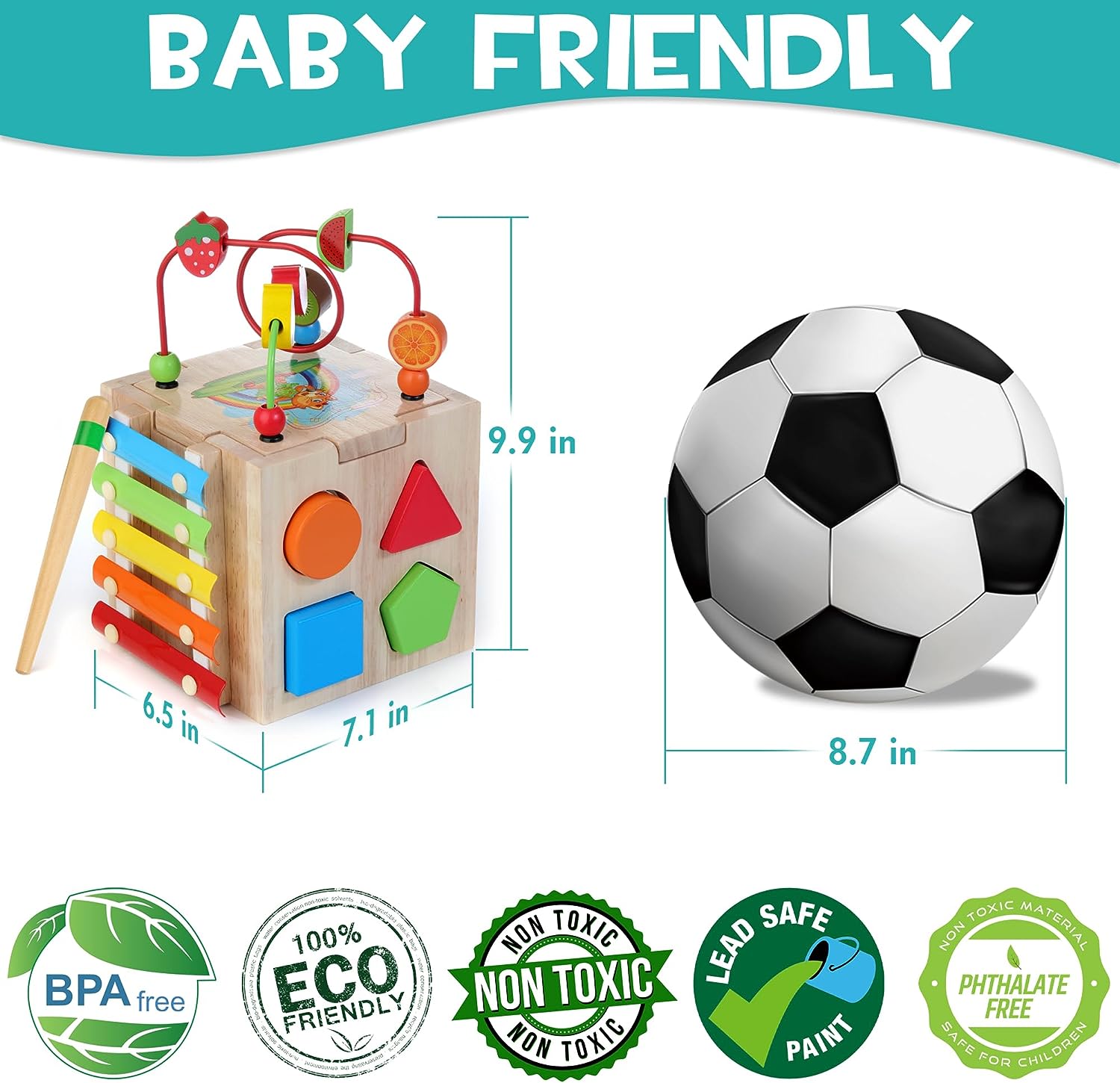 Maliben | Stylish 8-In-1 Montessori Activity Cube - Educational Play Fun For Babies