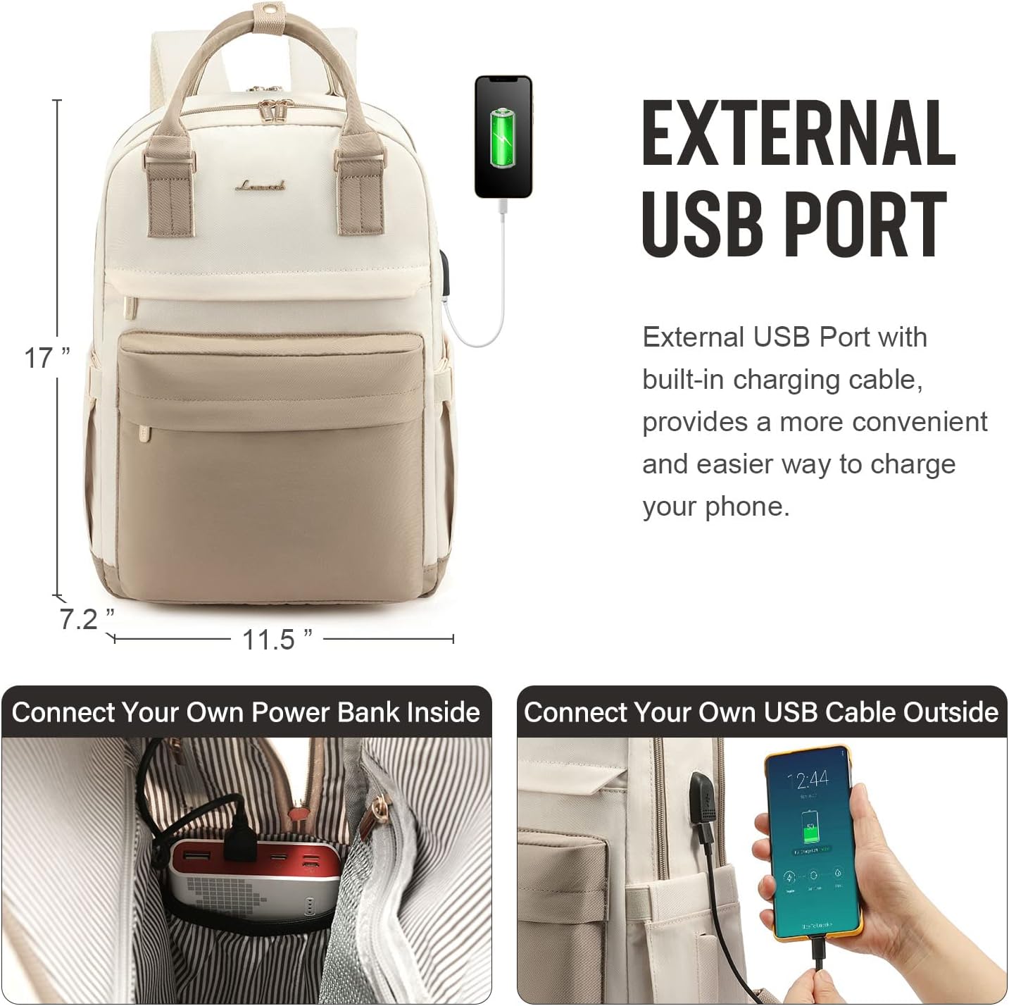 Maliben | Women’S Waterproof Laptop Backpack With Usb Charging – Stylish 17-Inch Work, School & Travel Bag