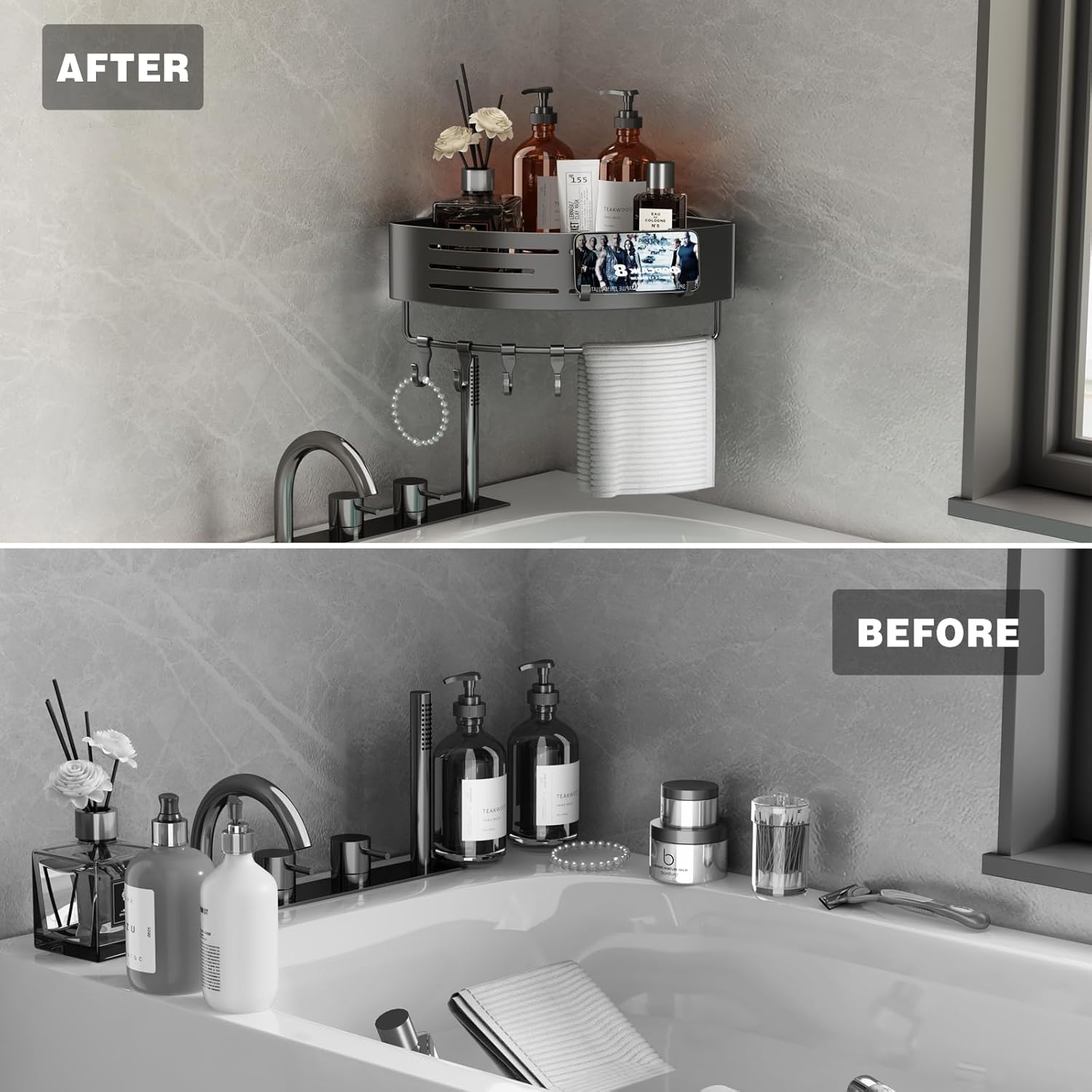 MAliben | Caddycraft Triangular Shower Organizer | Maximize Space With a Stylish, Versatile Caddy