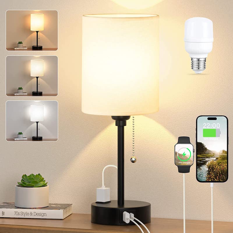 Maliben | Elegant Table Lamp With Smart Charging Options And Three Colors