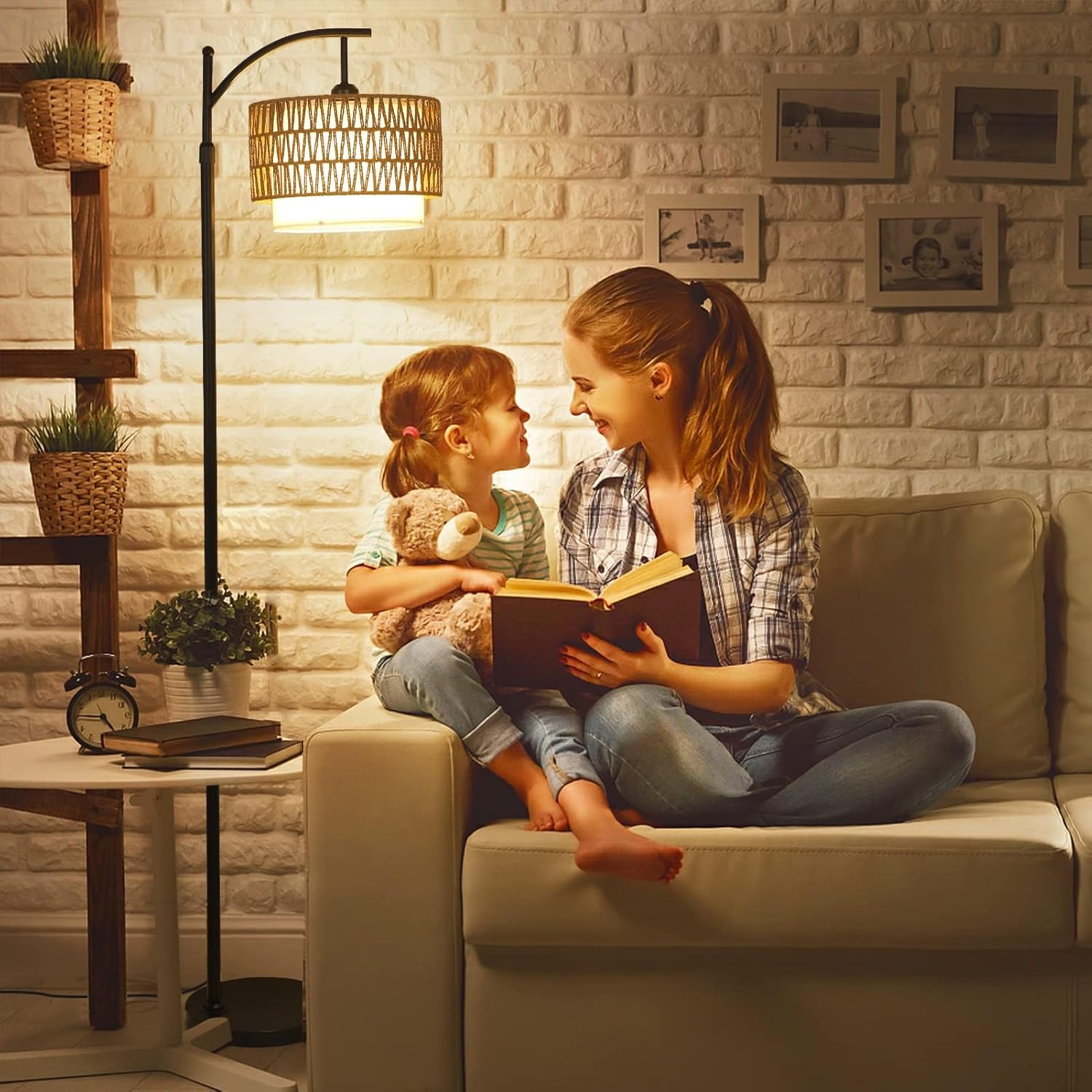 Maliben Arc Floor Lamp with Remote Control & Dual Shades – Norvella