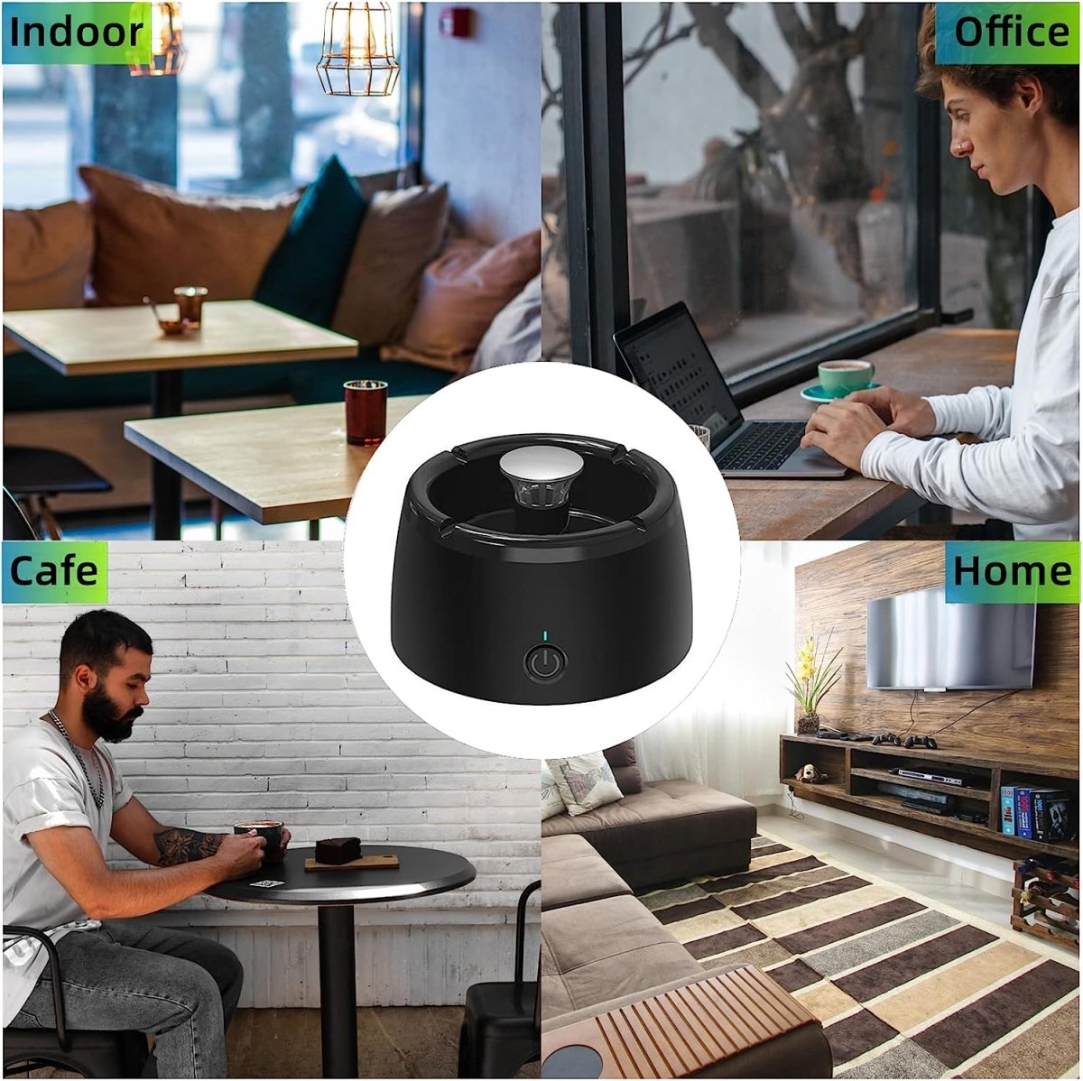 Maliben Odorless Smoke-Free Ashtray - Portable Smoke Catcher with Scent Filter