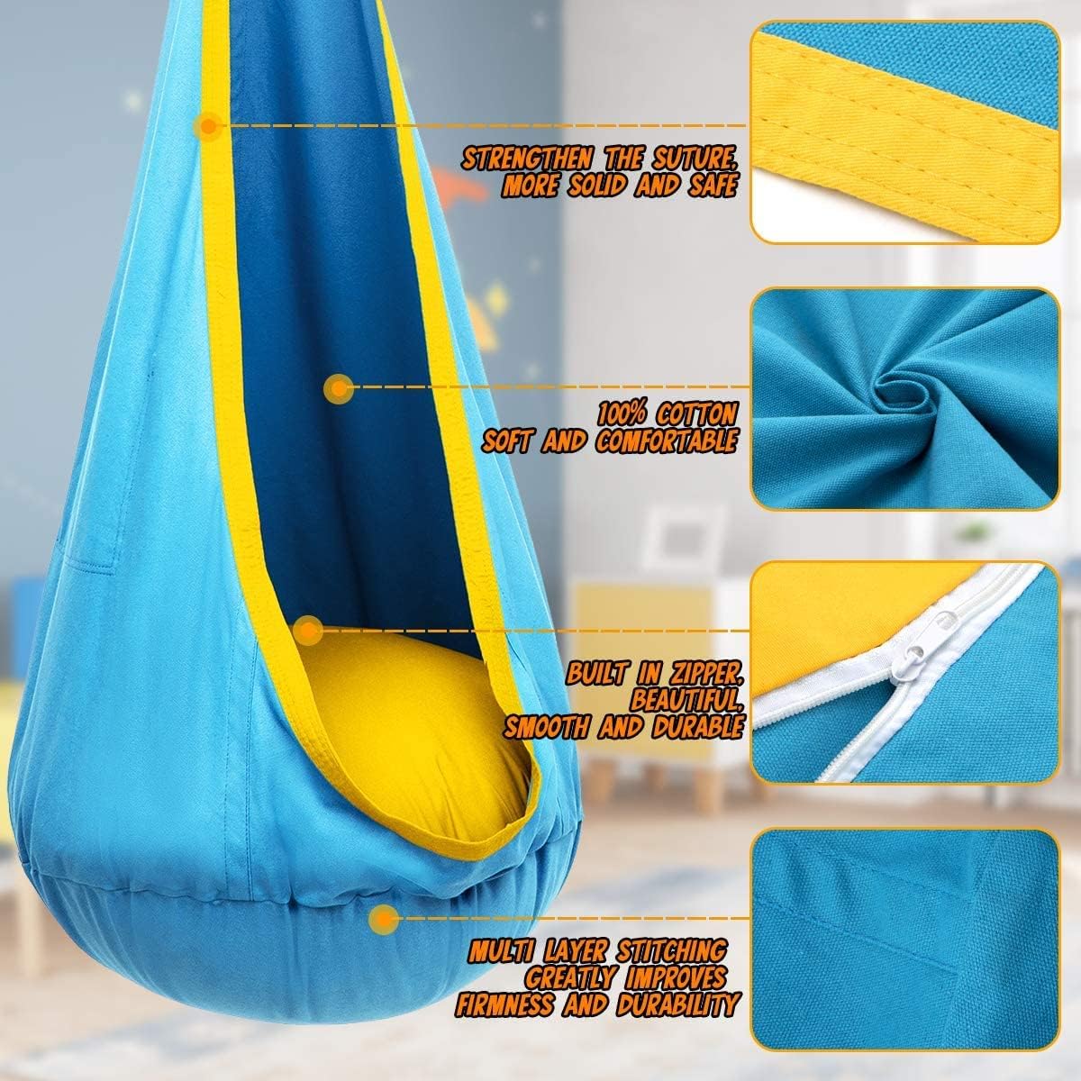 Maliben | Hanging Chair Lunava Calm | Soft & Durable | For Indoors & Outdoors | Easy To Assemble