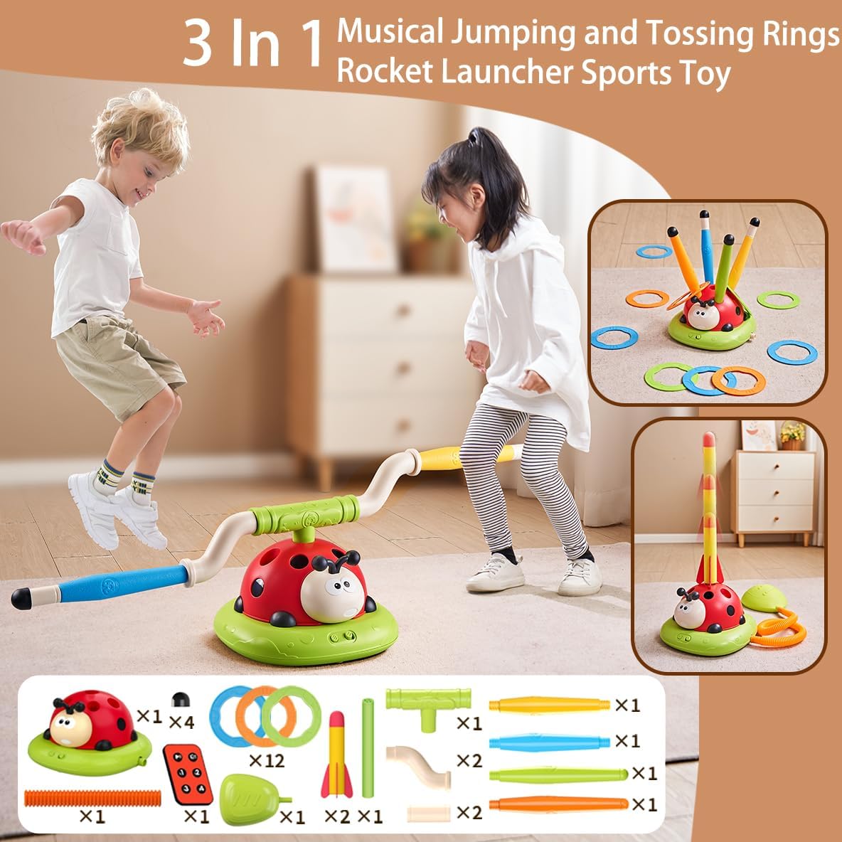 Maliben | 3-In-1 Ring Toss And Rocket Games - Exploration Of Adventure