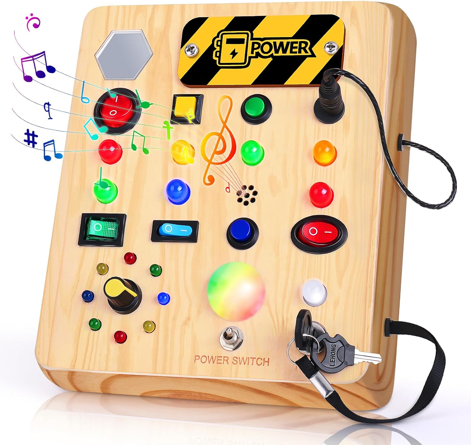 Maliben | Montessori Toddler Busy Board With Music - For Toddlers With Music And Light