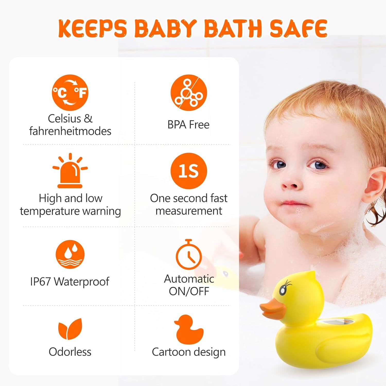 Maliben | Aquaveilig Baby Bath Thermometer – Digital Display With 3 Colors And Temperature Warning