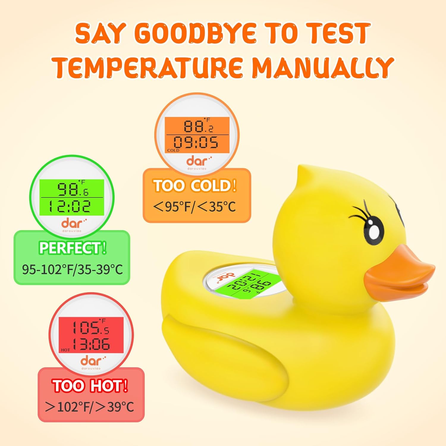 Maliben | Aquaveilig Baby Bath Thermometer – Digital Display With 3 Colors And Temperature Warning