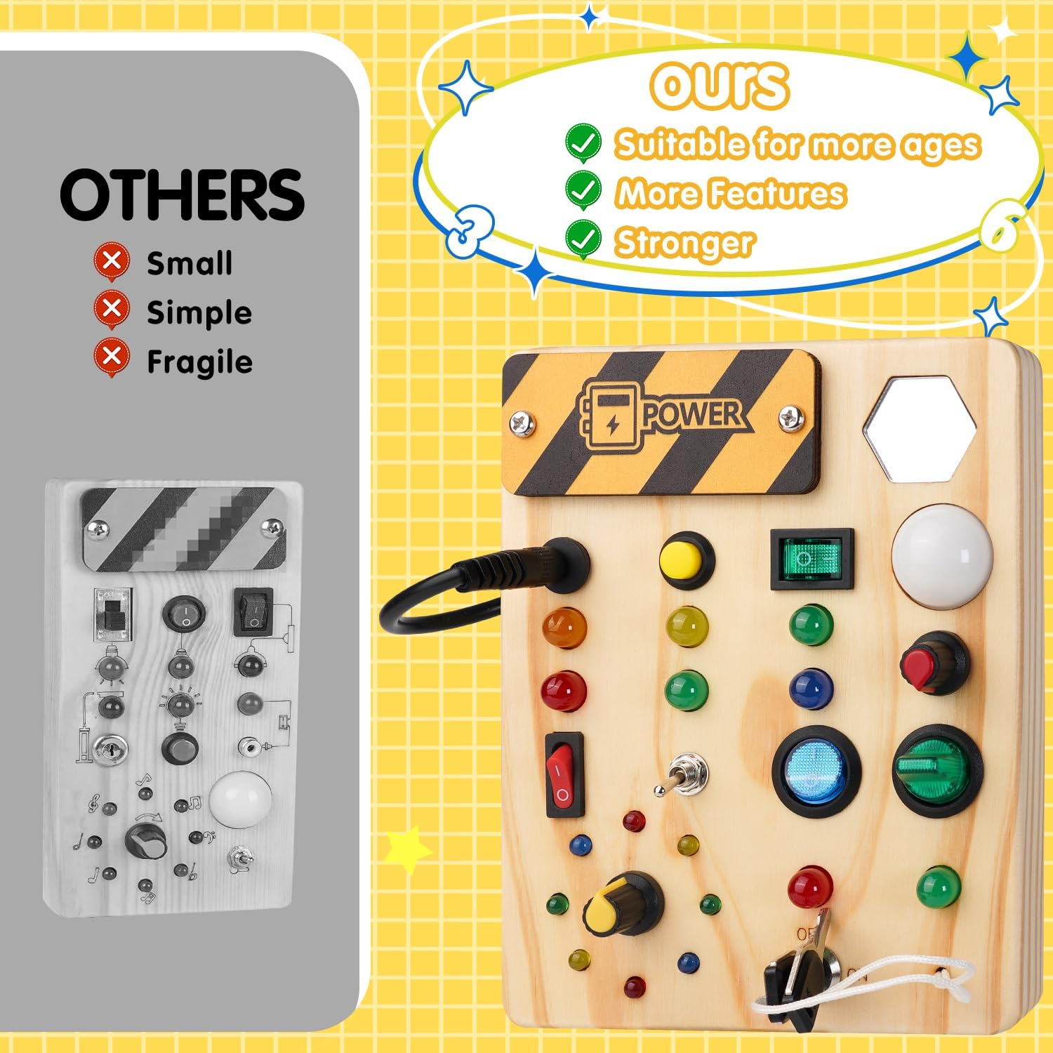 Maliben | Montessori Toddler Pin Board - Discovering With Creative Lights