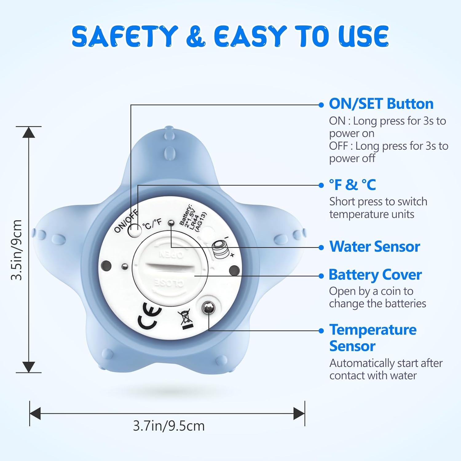 Maliben | Aquaveilig Baby Bath Thermometer – Digital Display With 3 Colors And Temperature Warning