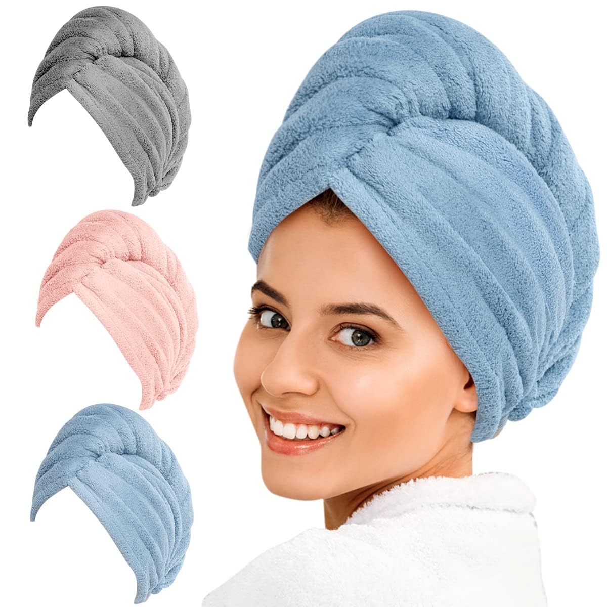 Maliben | Microfiber Hair Towel Set | 3 Pack For Quick Drying